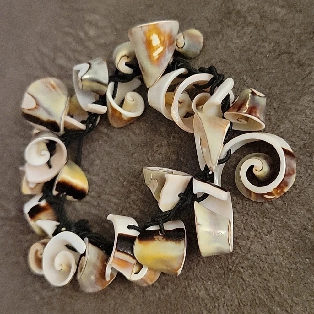 Vintage Curled Shell Mermaidcore Fantasy Stretch Bracelet